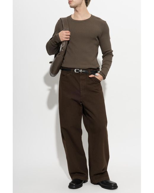 Lemaire Brown Ribbed Long Sleeve Top for men