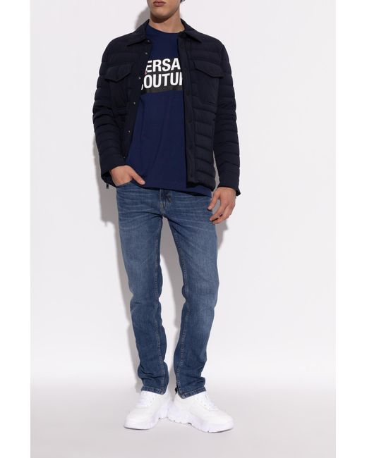 Versace Jeans Couture White Sports Shoes With Printed Logo for men