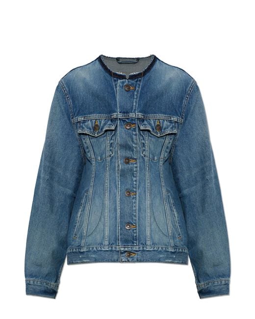 Balenciaga Blue Denim Jacket With Raw-Edge Finish