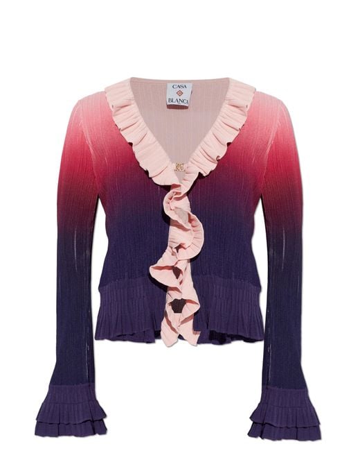 Casablanca Red Cardigan With Ruffles