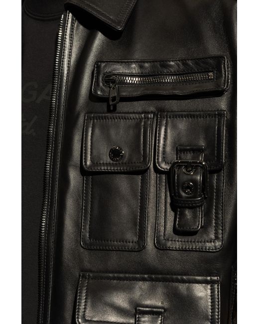 Dolce & Gabbana Black Leather Vest, for men