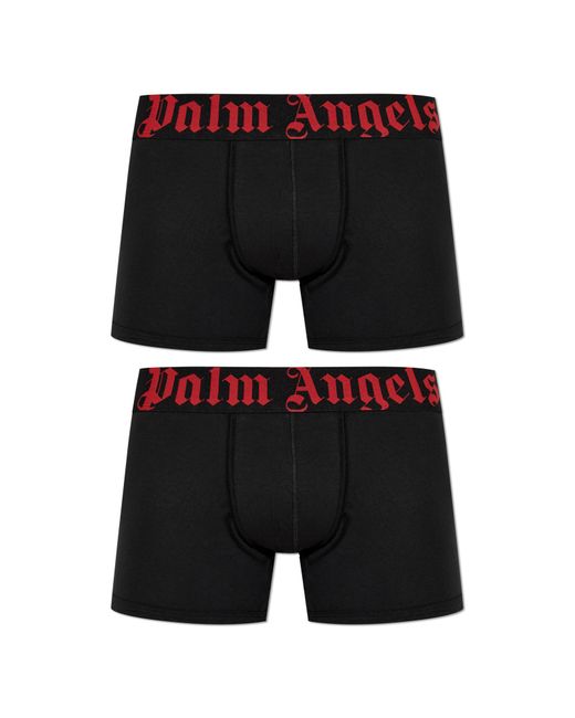 Palm Angels Black Two-Pack Of Boxers With Logo for men