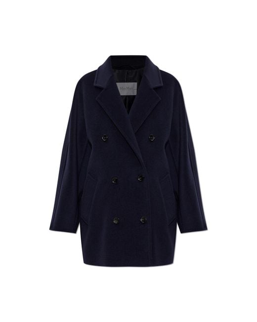 Max Mara Blue Double-Breasted Coat "Rebus"