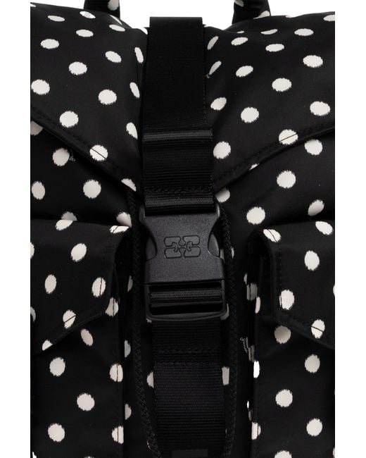 Ganni Black Polka Dot Pattern Backpack