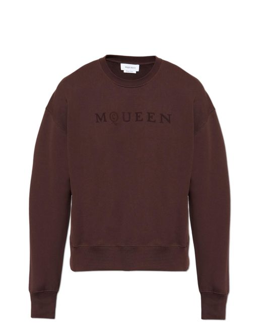 McQueen Brown Sweatshirt With A Logo And Velvet Finish for men