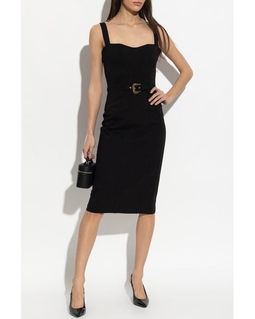 Versace Jeans Couture Black Denim Dress With Transparent Inserts