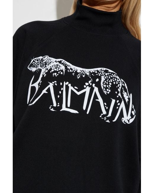 Balmain Black Sweatshirt With Stand-Up Collar