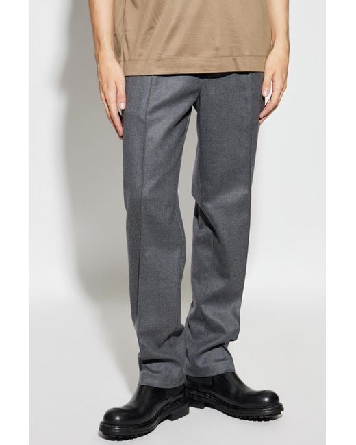 Emporio Armani Gray Wool Trousers With Pressed Crease for men