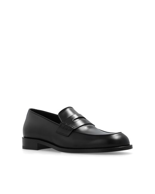 Giorgio Armani Black Leather Loafers, for men