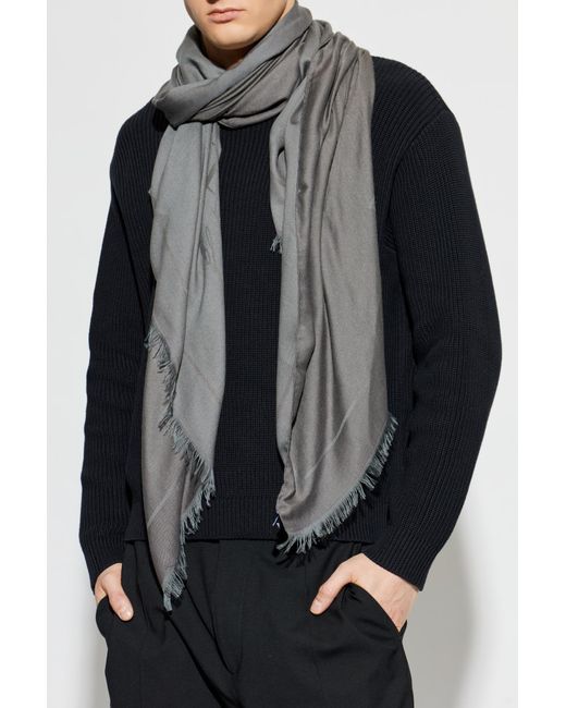 Emporio Armani Gray Scarf With Logo for men