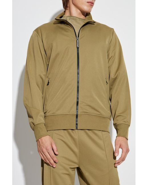 Palm Angels Green Sweatshirt With Stand-Up Collar for men