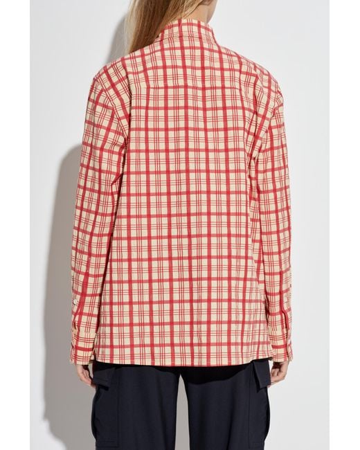 Bottega Veneta Red Top With Plaid Pattern