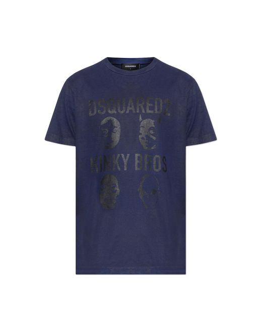 DSquared² Blue T-Shirt With Print for men