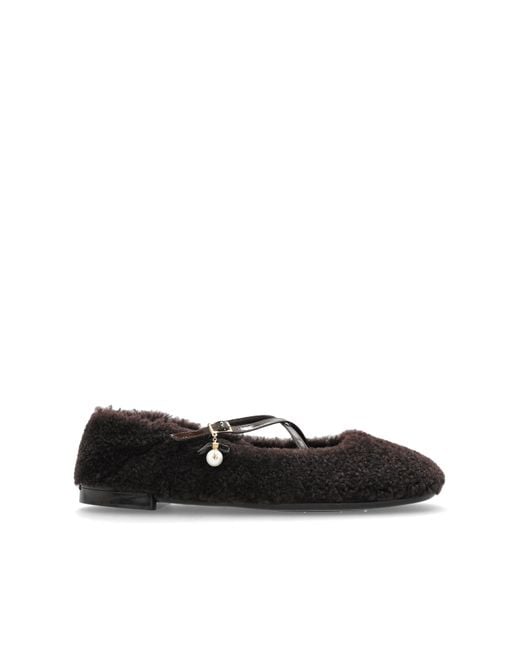 Jimmy Choo Black Futrzane Ballerinas "Eleri"