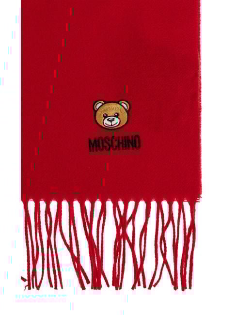 Moschino Red Wool Scarf With Logo