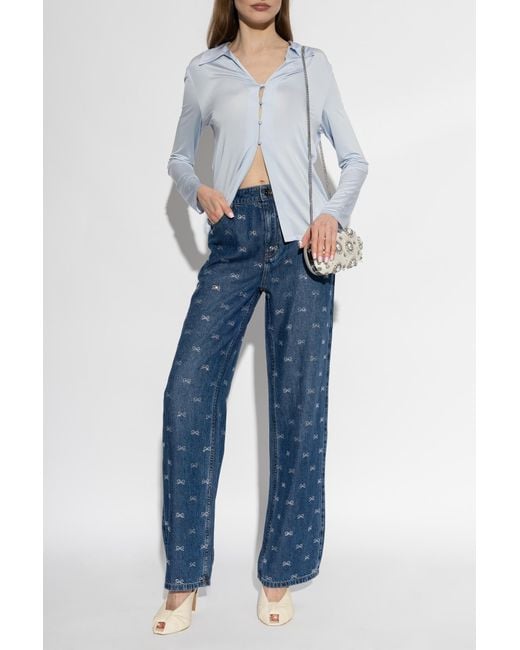 Self-Portrait Blue Jeans With Shiny Sequins