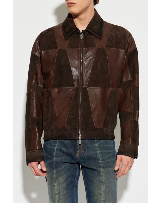 Versace Blue Leather Jacket for men