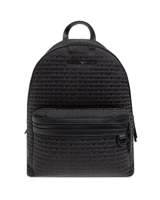 Emporio Armani Black Backpack With Monogram for men