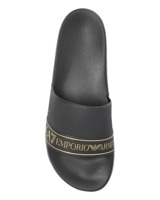 EA7 Black Rubber Flip-Flops With Logo for men