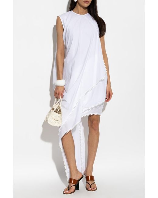 Jacquemus White Asymmetric Dress "Traversin"