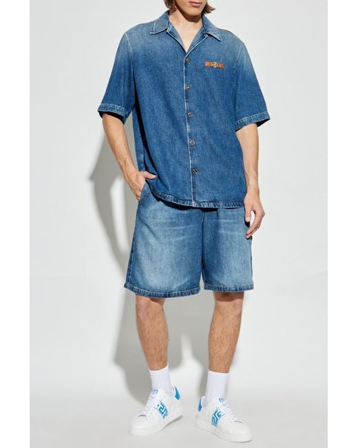 Versace Blue Denim Shorts for men