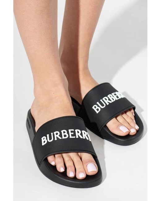 Burberry Black Rubber Flip-Flops