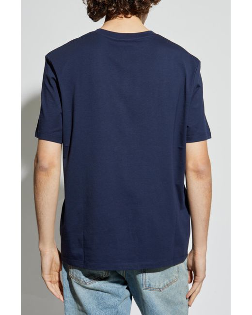 Balmain Blue T-Shirt With Printed Logo for men