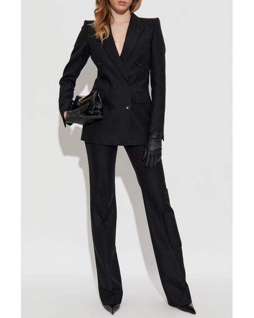 Tom Ford Black Herringbone Pattern Trousers