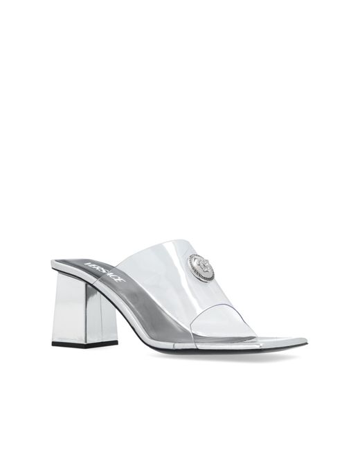 Versace White Heeled Slippers