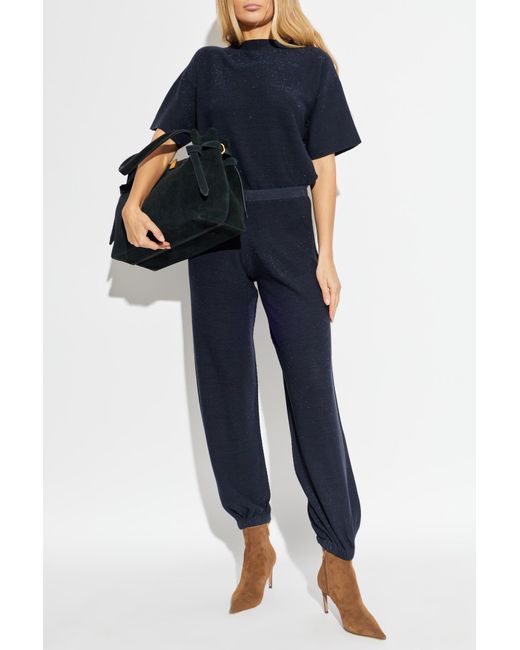 Fabiana Filippi Blue Trousers With Lurex Thread