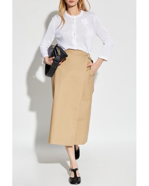 Jil Sander White Cardigan With Floral Motif
