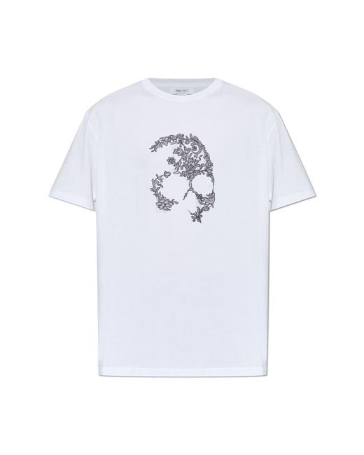 McQueen White T-Shirt With A Distinctive Skull Motif for men