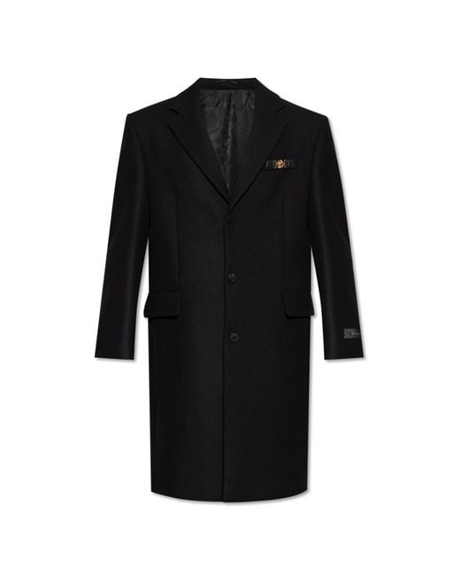 Versace Black Wool Coat for men