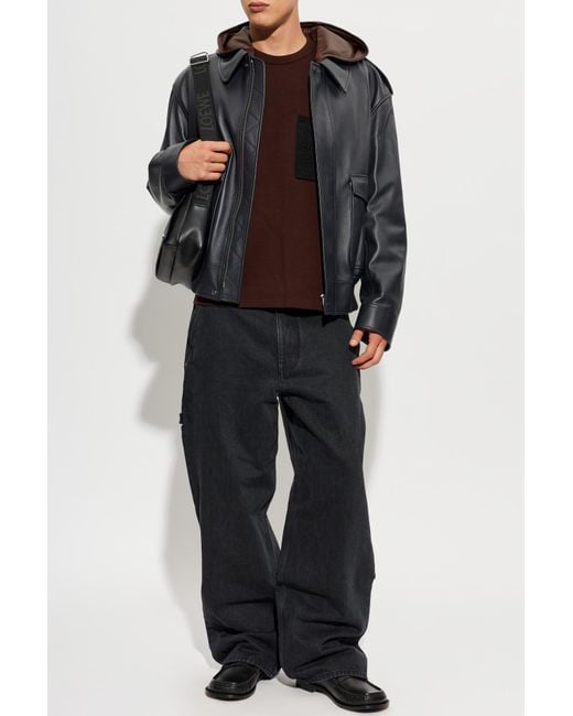 Loewe Black Leather Jacket for men
