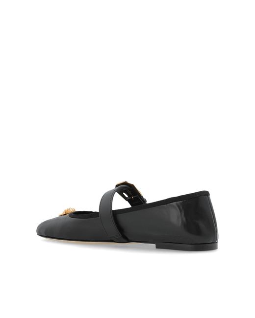 Versace Black Leather Ballerinas