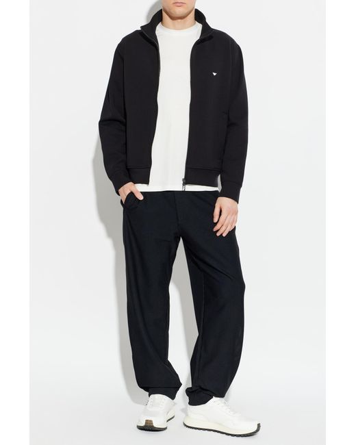Emporio Armani Blue Sweatshirt With Stand-Up Collar for men
