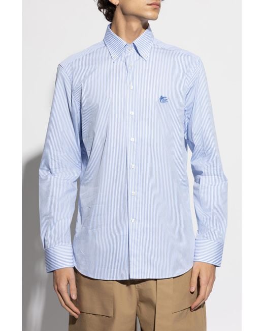 Etro Blue Shirt With Stripe Pattern for men