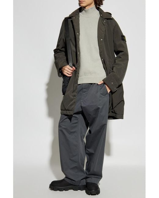 Stone Island White Turtleneck With Logo, for men
