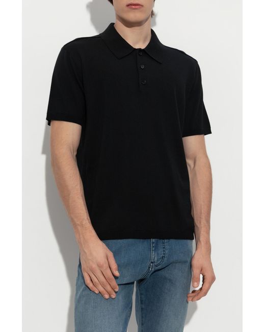 Burberry Black Wool Polo for men