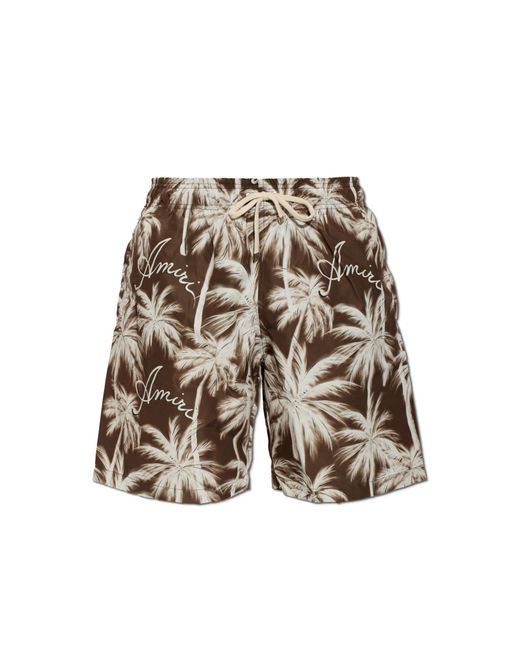 Amiri White Logo Swim Shorts for men