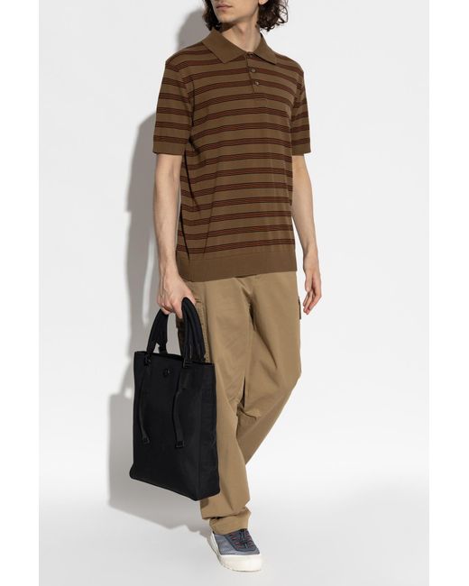 Moncler Brown Polo With Logo Patch for men