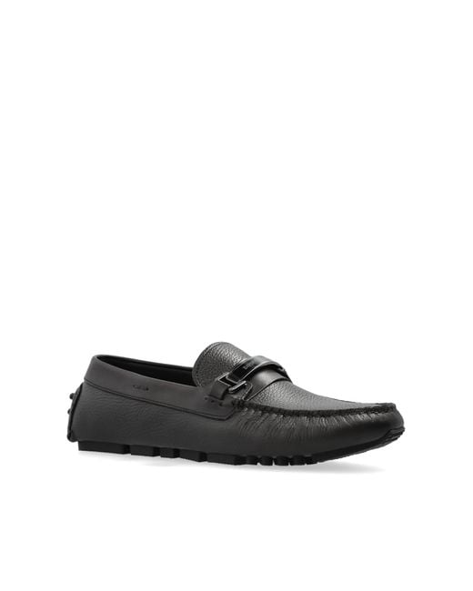 Emporio Armani Black Leather Moccasins for men