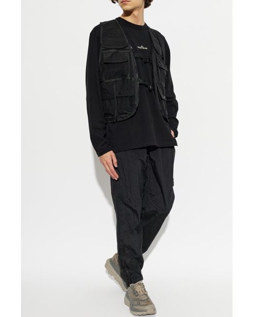 Stone Island Black Vest With Pockets for men