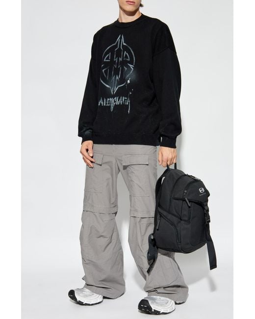 Balenciaga Gray Sweater With Logo for men