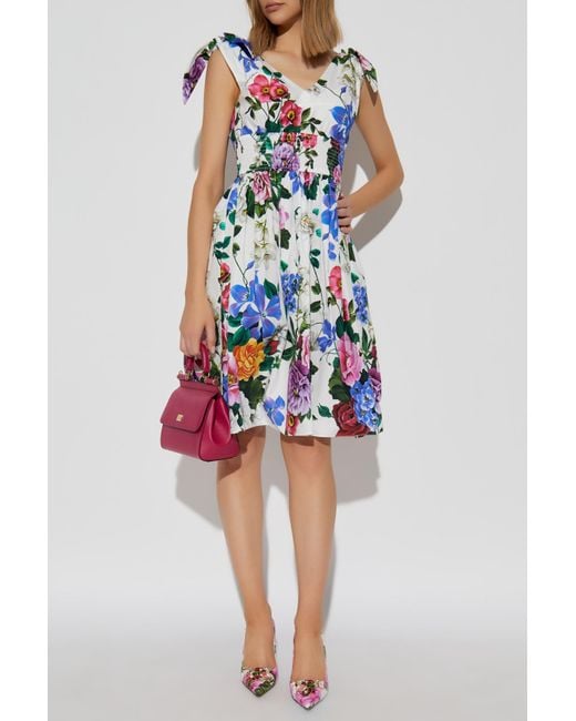Dolce & Gabbana Blue Dress With Floral Motif