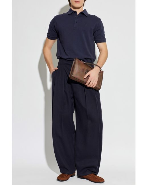 Etro Blue Polo With Logo for men