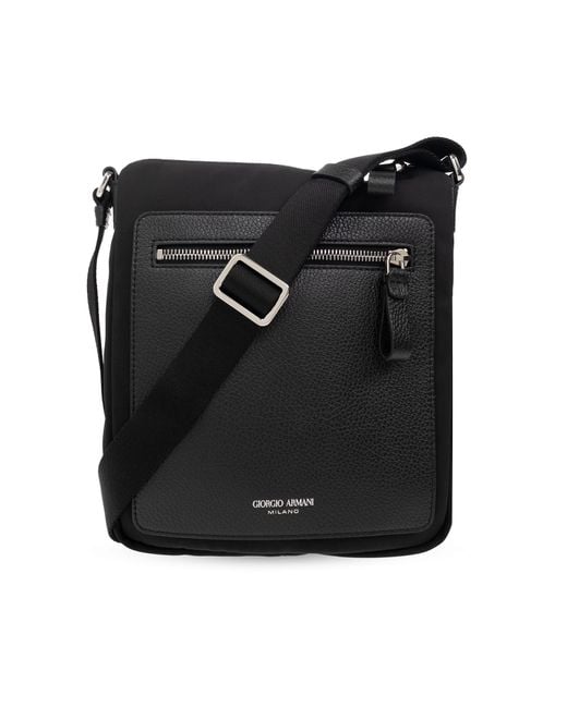 Giorgio Armani Black Shoulder Bag With Logo for men