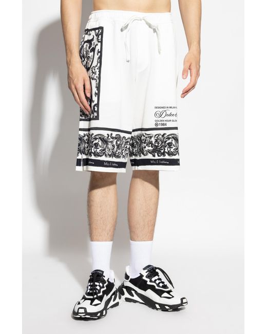 Dolce & Gabbana White Patterned Shorts for men
