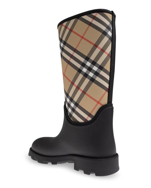 Burberry Natural Plaid-Patterned Wellington Boots for men