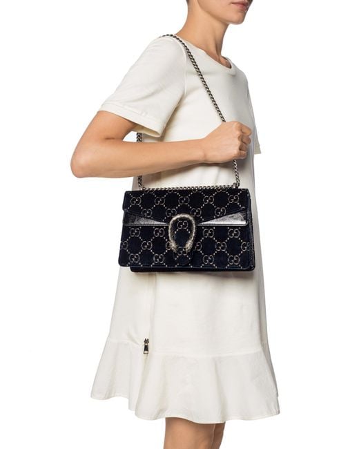 Gucci Dionysus GG Velvet Small Shoulder Bag in Brown